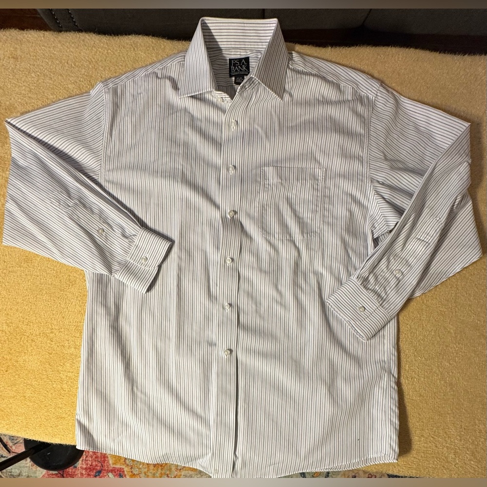 Jos. A. Bank Black and Lavender Striped Dress Shirt